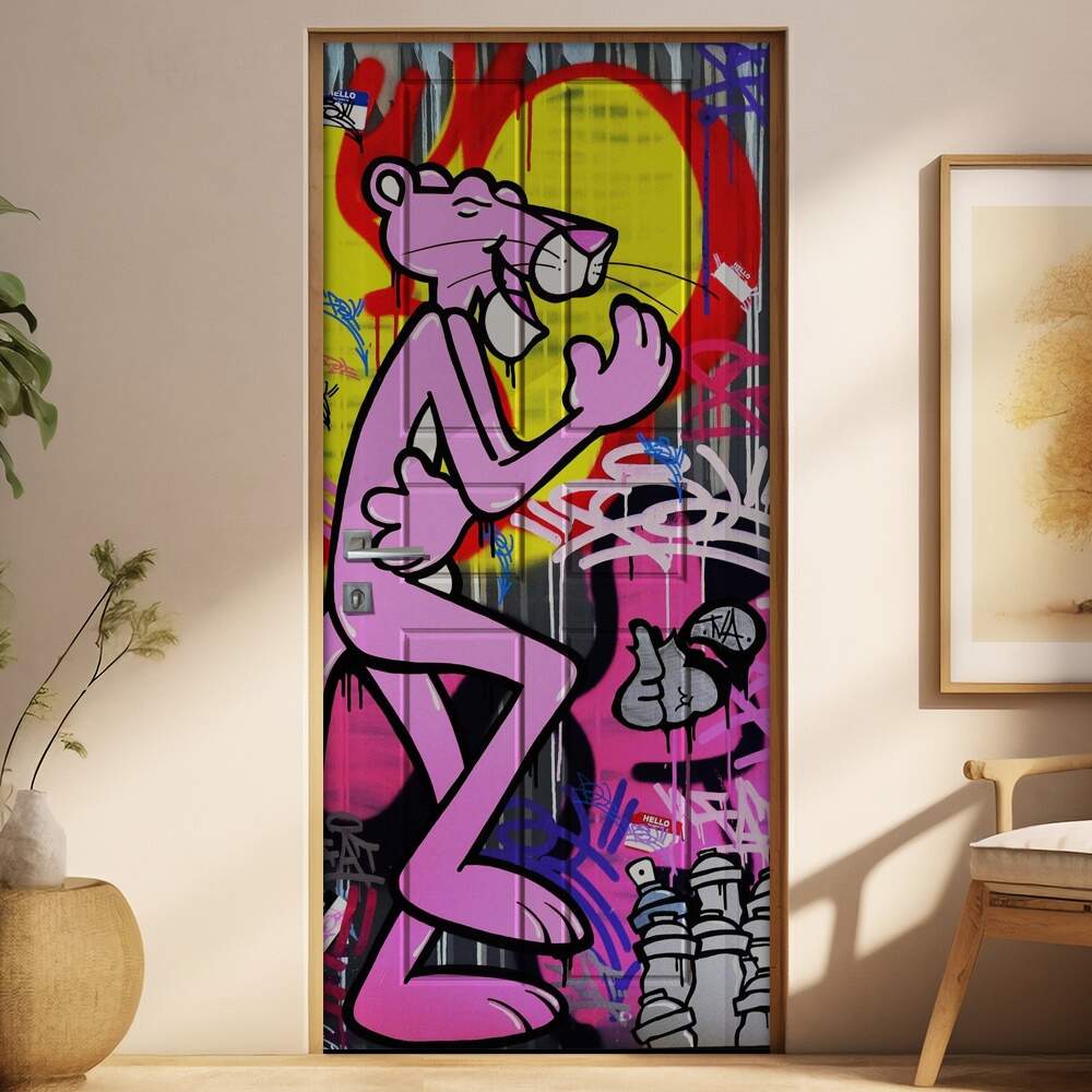 Adesivo para Porta Pantera Cor de Rosa