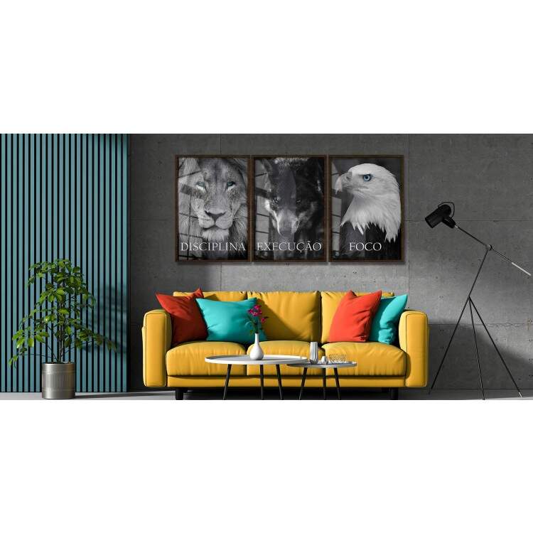 Kit 3 Quadros Decorativos Motivacional Disciplina Execuo Foco