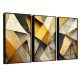 Kit 3 Quadros Decorativos Abstrato Tons de Amarelo