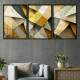 Kit 3 Quadros Decorativos Abstrato Tons de Amarelo