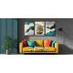 Kit 3 Quadros Decorativos Abstrato Estilo M�rmore com �rvore e Sol