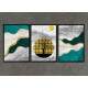 Kit 3 Quadros Decorativos Abstrato Estilo M�rmore com �rvore e Sol
