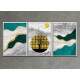 Kit 3 Quadros Decorativos Abstrato Estilo M�rmore com �rvore e Sol