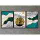 Kit 3 Quadros Decorativos Abstrato Estilo M�rmore com �rvore e Sol