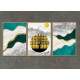 Kit 3 Quadros Decorativos Abstrato Estilo M�rmore com �rvore e Sol