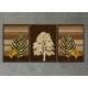 Kit 3 Quadros Decorativos �rvores e Folhas Tons de Marrom e Dourado