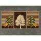 Kit 3 Quadros Decorativos �rvores e Folhas Tons de Marrom e Dourado