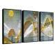 Kit 3 Quadros Decorativos �rvore e Sol Estilo Abstrato