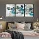 Kit 3 Quadros Decorativos Folhas Azuis Fundo Branco