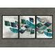 Kit 3 Quadros Decorativos Folhas Azuis Fundo Branco