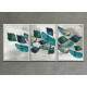 Kit 3 Quadros Decorativos Folhas Azuis Fundo Branco