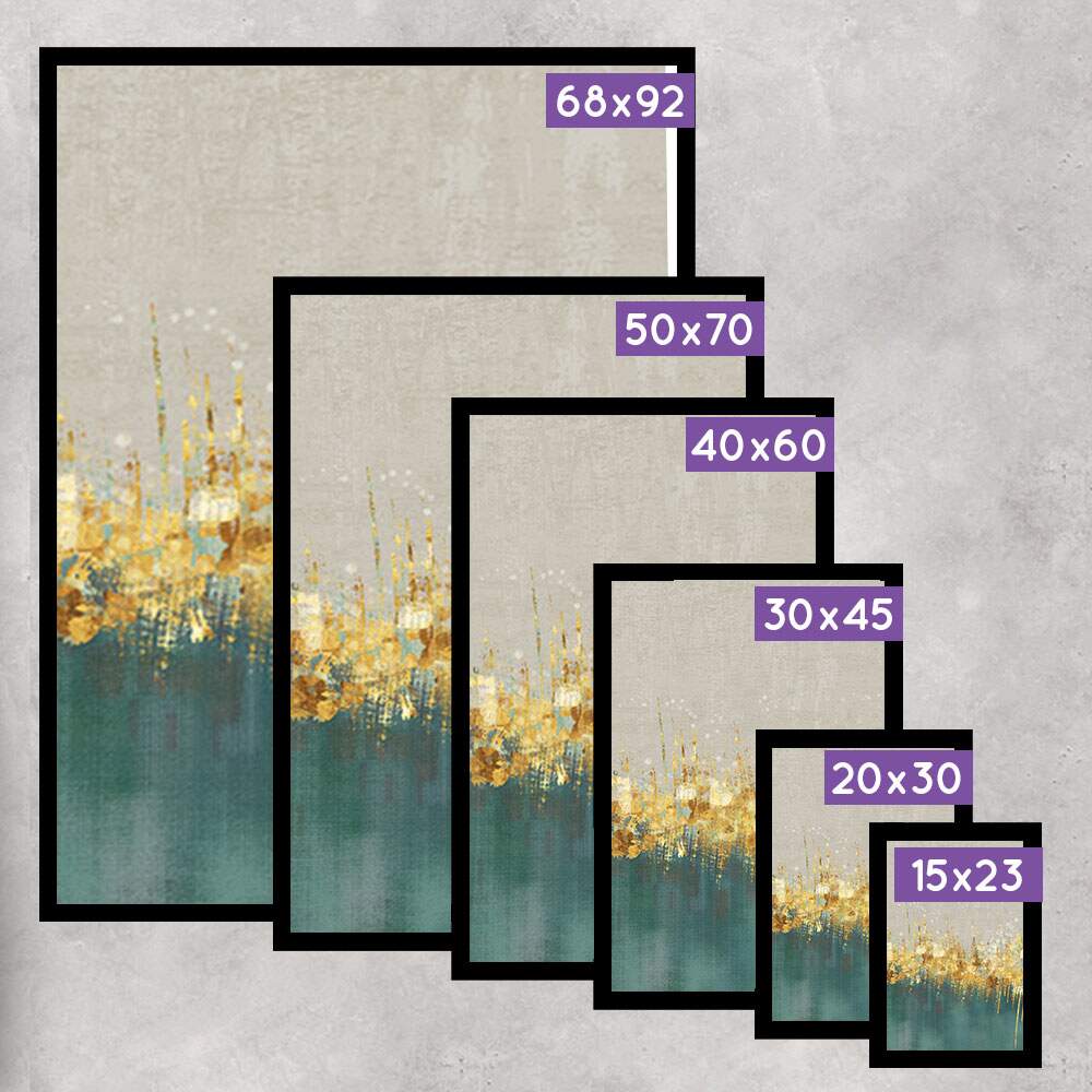Kit 3 Quadros Decorativos Abstrato M�rmore Verde, Ouro e Bege