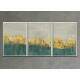 Kit 3 Quadros Decorativos Abstrato M�rmore Verde, Ouro e Bege
