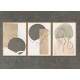 Kit 3 Quadros Decorativos Minimalista Tra�os de Mulher com Detalhe Bege
