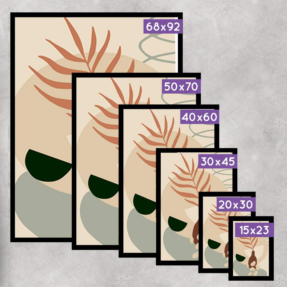 Kit 3 Quadros Decorativos Abstrato Vasos de Plantas Tons de Marrom e Verde