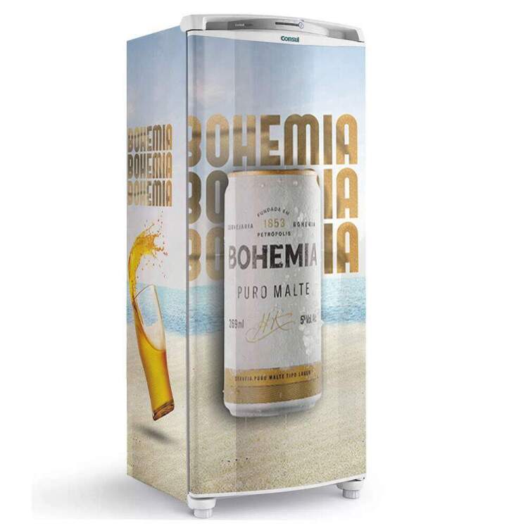 Adesivo para Envelopamento de Geladeira Cerveja com o Fundo de Praia