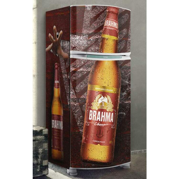 Adesivo para Envelopamento de Geladeira Garrafa de Cerveja com o Fundo Bord