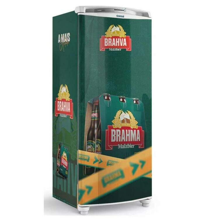 Adesivo para Envelopamento de Geladeira Fardinho de Cerveja com o Fundo Verde