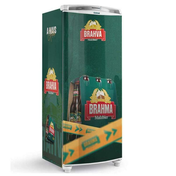Adesivo para Envelopamento de Geladeira Fardinho de Cerveja com o Fundo Verde