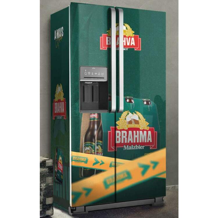 Adesivo para Envelopamento de Geladeira Fardinho de Cerveja com o Fundo Verde