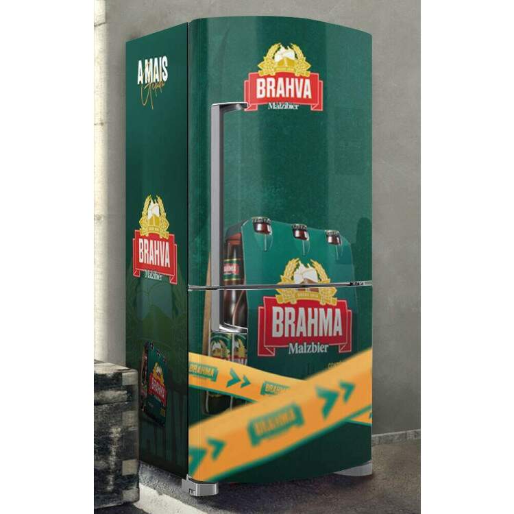 Adesivo para Envelopamento de Geladeira Fardinho de Cerveja com o Fundo Verde