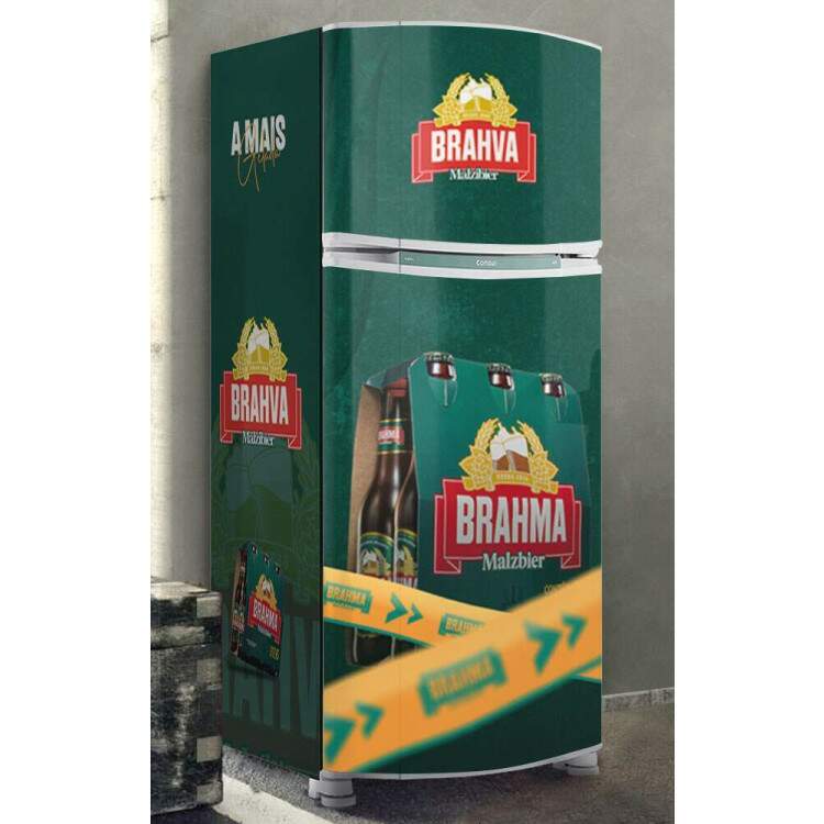 Adesivo para Envelopamento de Geladeira Fardinho de Cerveja com o Fundo Verde