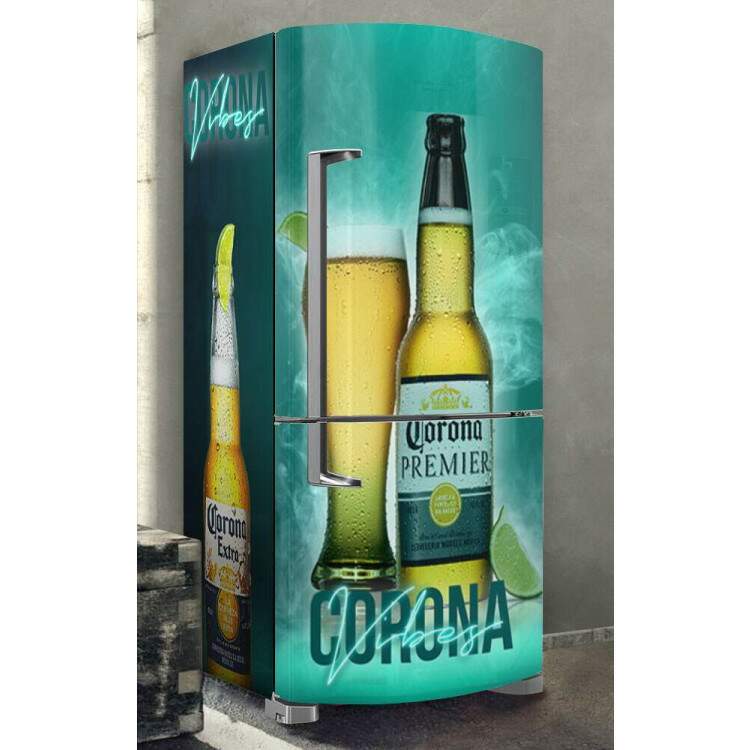 Adesivo para Envelopamento de Geladeira Cerveja Vibes Fundo Verde