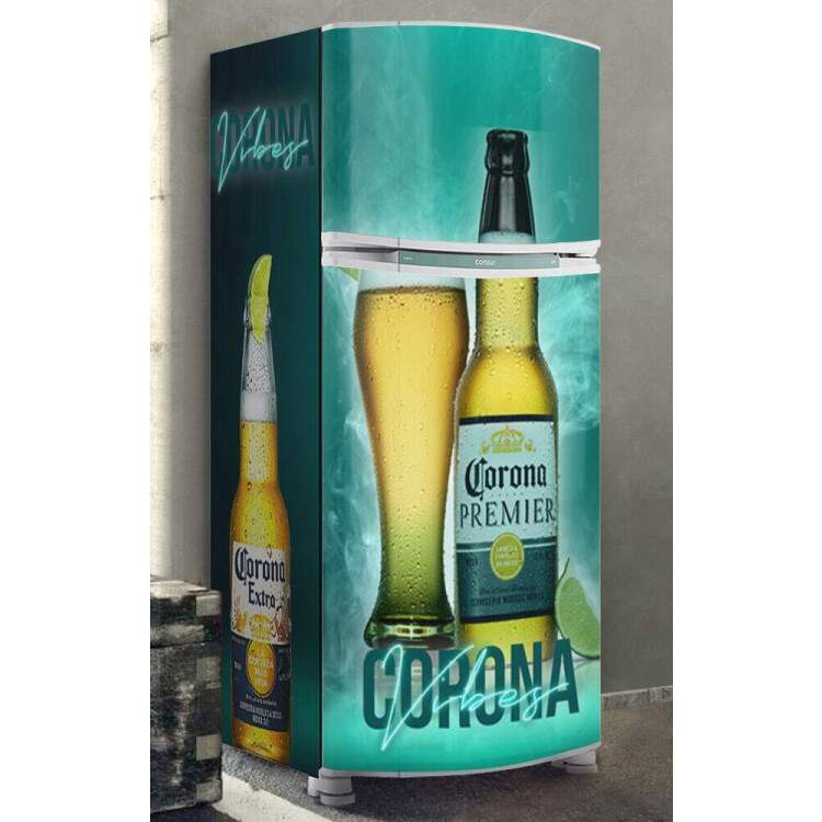 Adesivo para Envelopamento de Geladeira Cerveja Vibes Fundo Verde