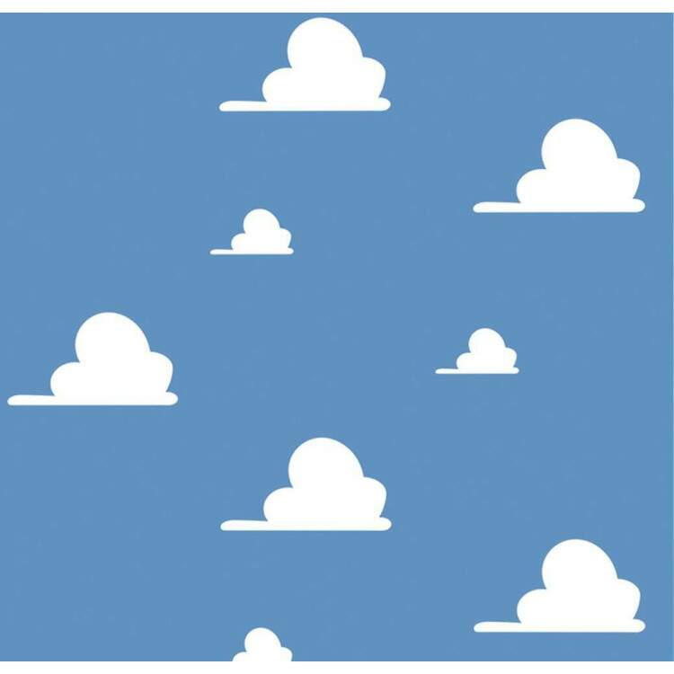 Papel de Parede Infantil Azul com nuvens brancas Mod 079