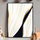 Quadro decorativo - Abstrato Branco com Detalhe Dourado e Preto