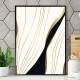 Quadro decorativo - Abstrato Branco com Detalhe Dourado e Preto