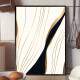 Quadro decorativo - Abstrato Branco com Detalhe Dourado e Preto