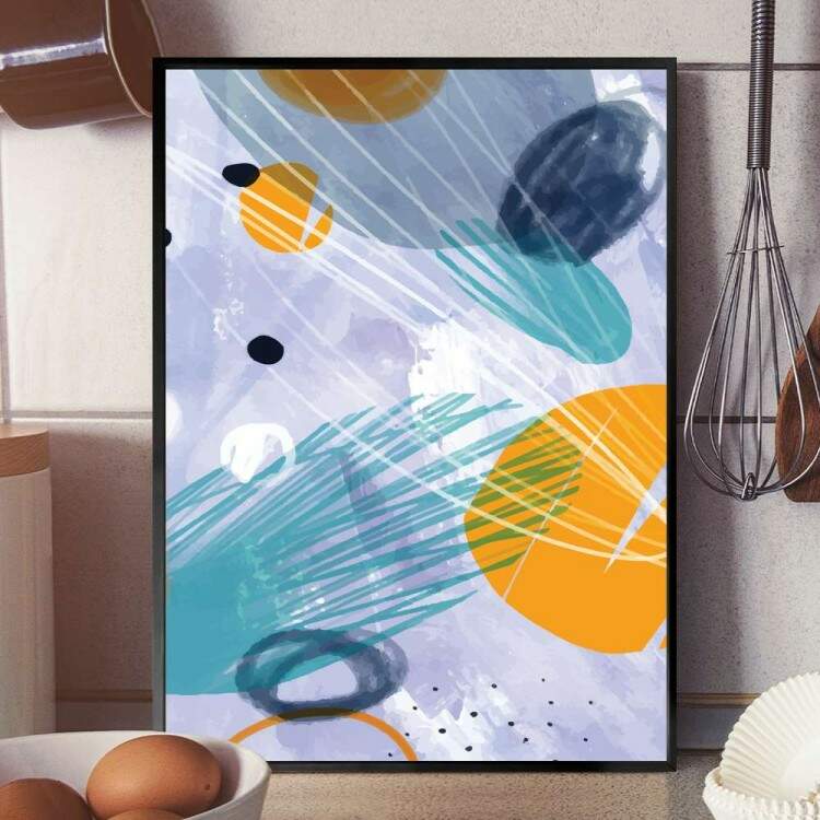 Quadro decorativo - Abstrato com Detalhe Azul e Amarelo 2