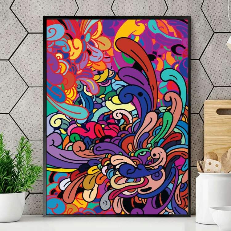 Quadro decorativo - Abstrato com Detalhes Coloridos 3