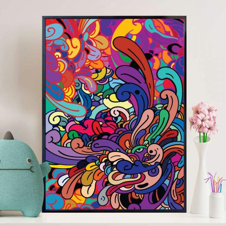 Quadro decorativo - Abstrato com Detalhes Coloridos 3
