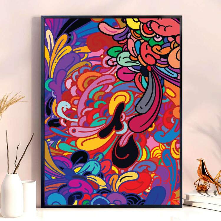 Quadro decorativo - Abstrato com Detalhes Coloridos 4
