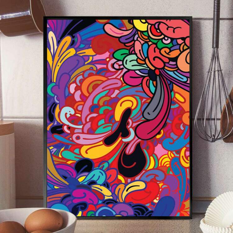 Quadro decorativo - Abstrato com Detalhes Coloridos 4