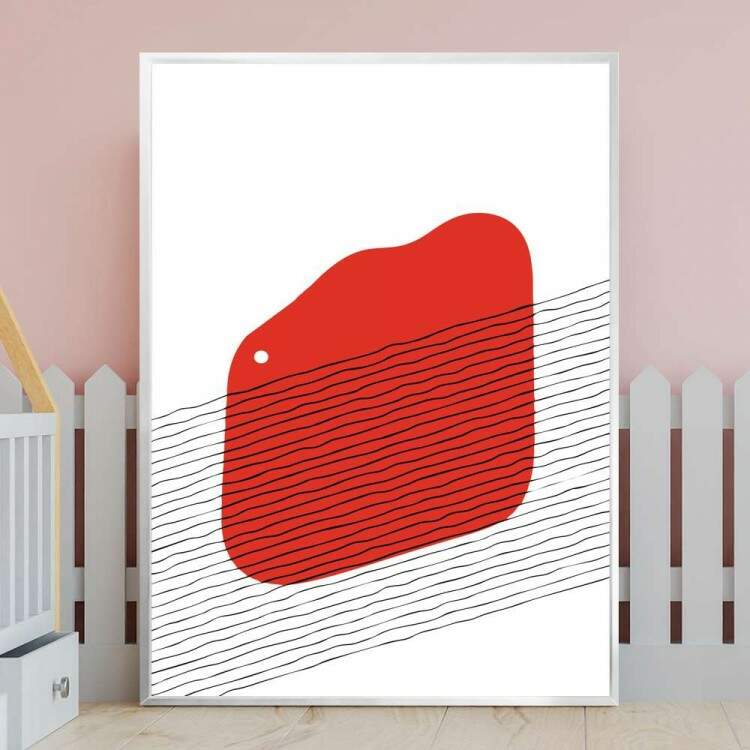 Quadro decorativo - Fundo Branco com Detalhe Vermelho 1