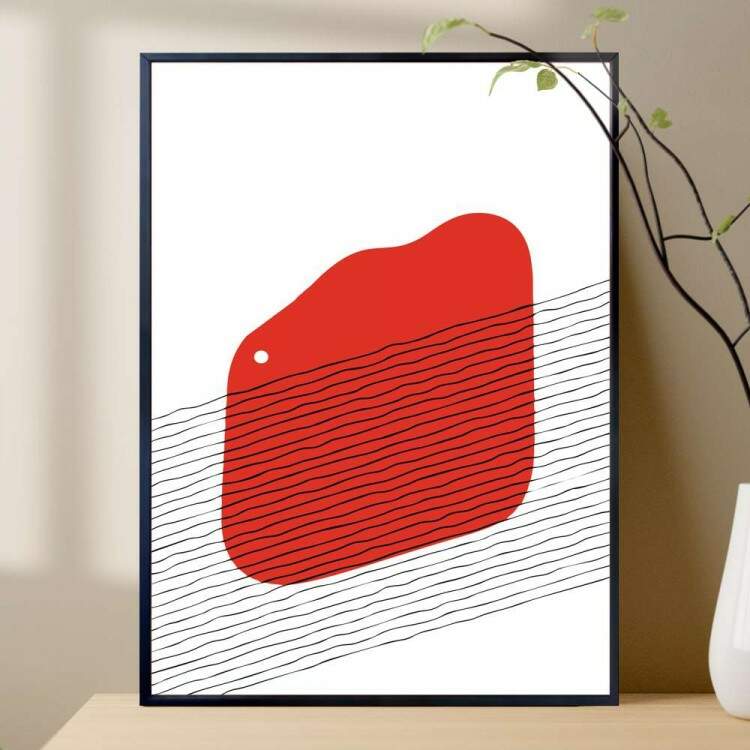 Quadro decorativo - Fundo Branco com Detalhe Vermelho 1