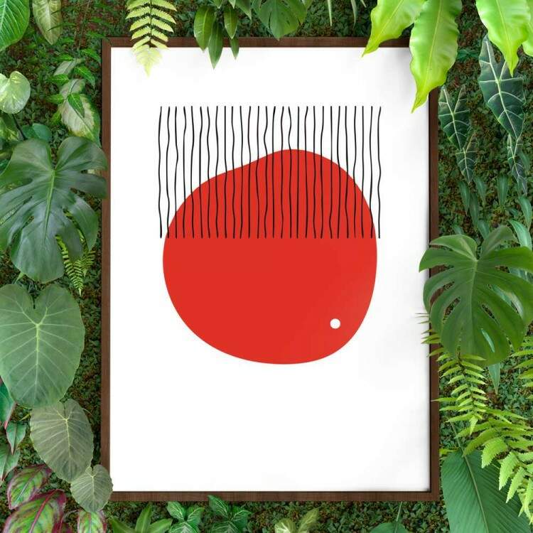 Quadro Decorativo - Fundo Branco com Detalhe Vermelho 2