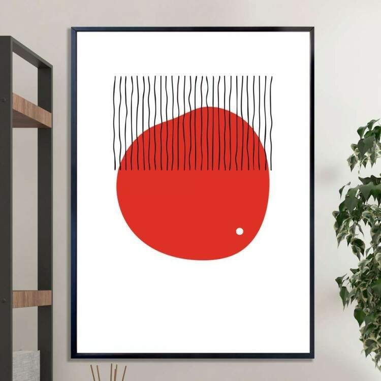 Quadro Decorativo - Fundo Branco com Detalhe Vermelho 2