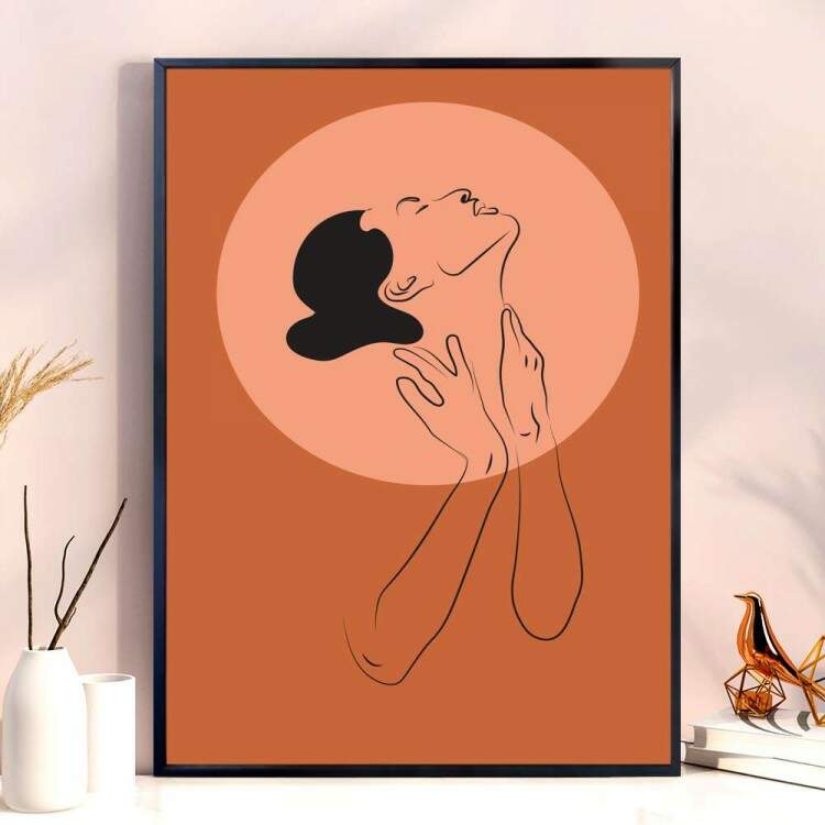 Quadro decorativo - Minimalista Bege com Trao de Mulher