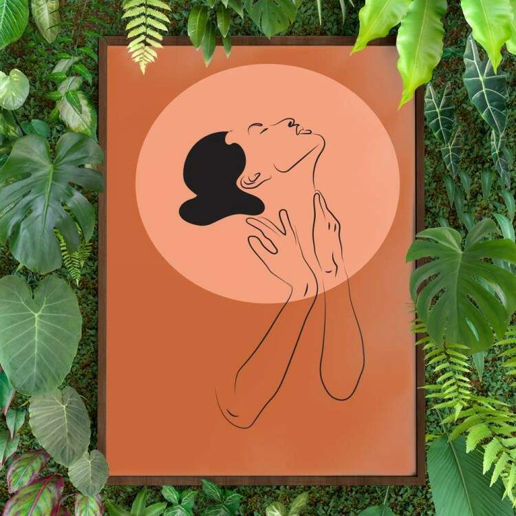 Quadro decorativo - Minimalista Bege com Trao de Mulher