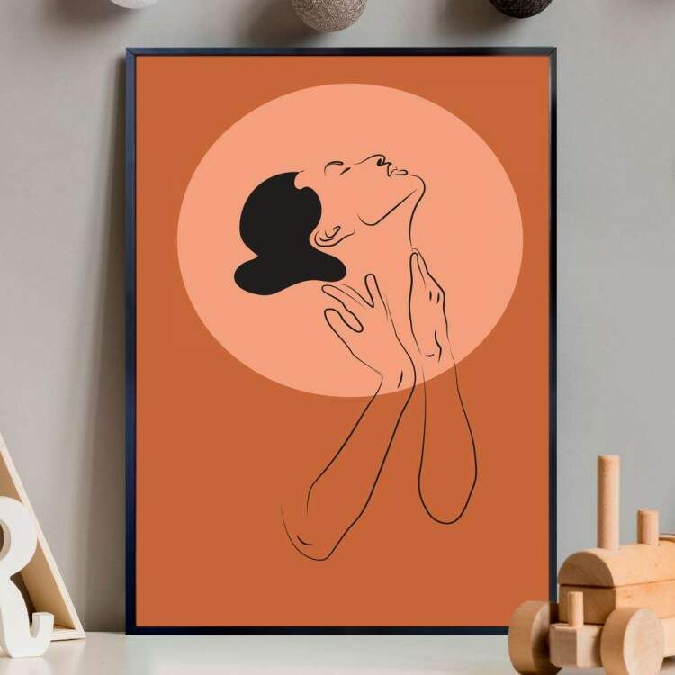Quadro decorativo - Minimalista Bege com Trao de Mulher