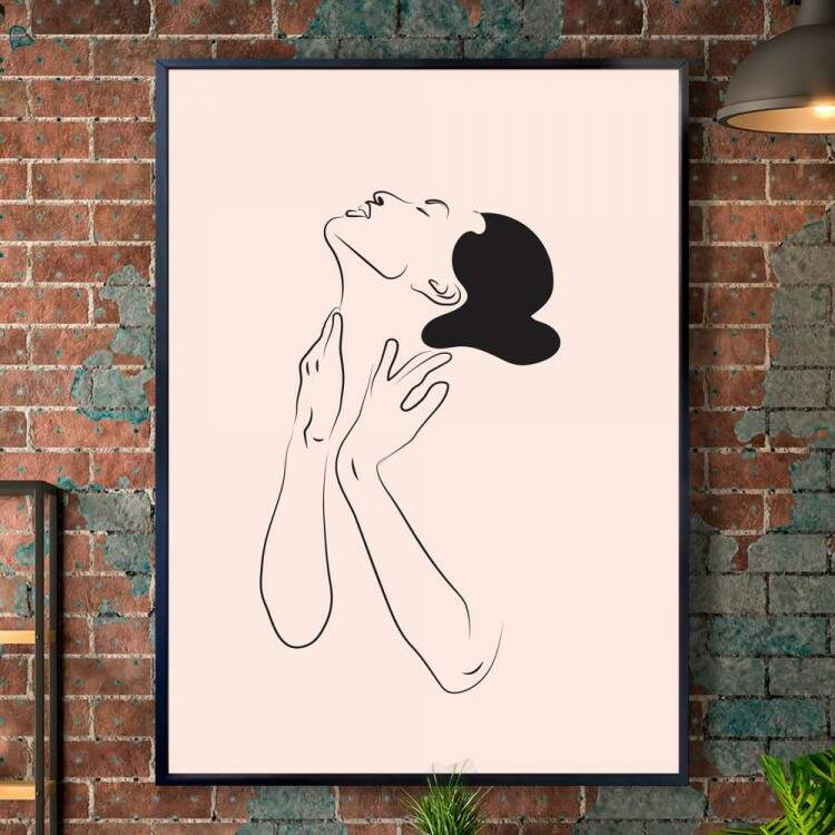 Quadro decorativo - Minimalista Branco com Trao de Mulher