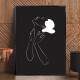 Quadro decorativo - Minimalista Preto com Tra�os Brancos de Mulher
