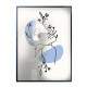Quadro decorativo - Minimalista Tra�o de Mulher com Flores e Detalhe Azul