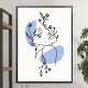 Quadro decorativo - Minimalista Tra�o de Mulher com Flores e Detalhe Azul