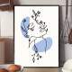 Quadro decorativo - Minimalista Tra�o de Mulher com Flores e Detalhe Azul