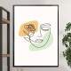 Quadro decorativo - Minimalista Tra�o de Mulher com Rosa
